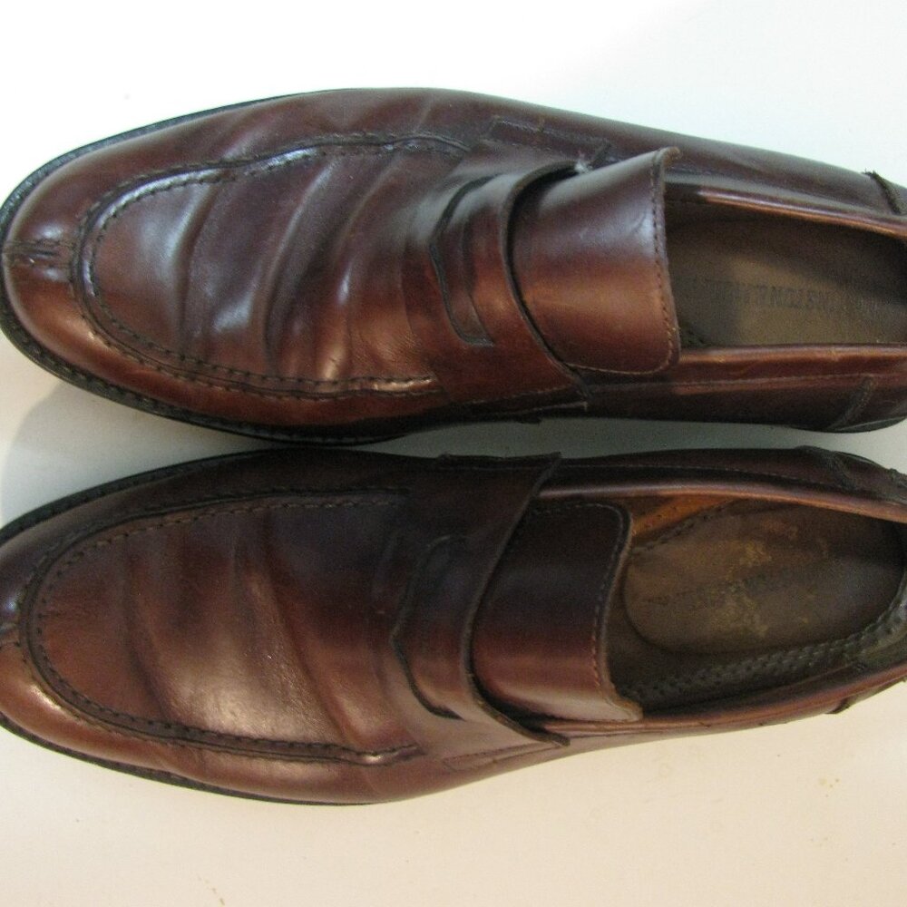 ** Johnston & Murphy Brown Leather Mens Dress Shoe 10 Excellent Condition - Picture 1 of 9